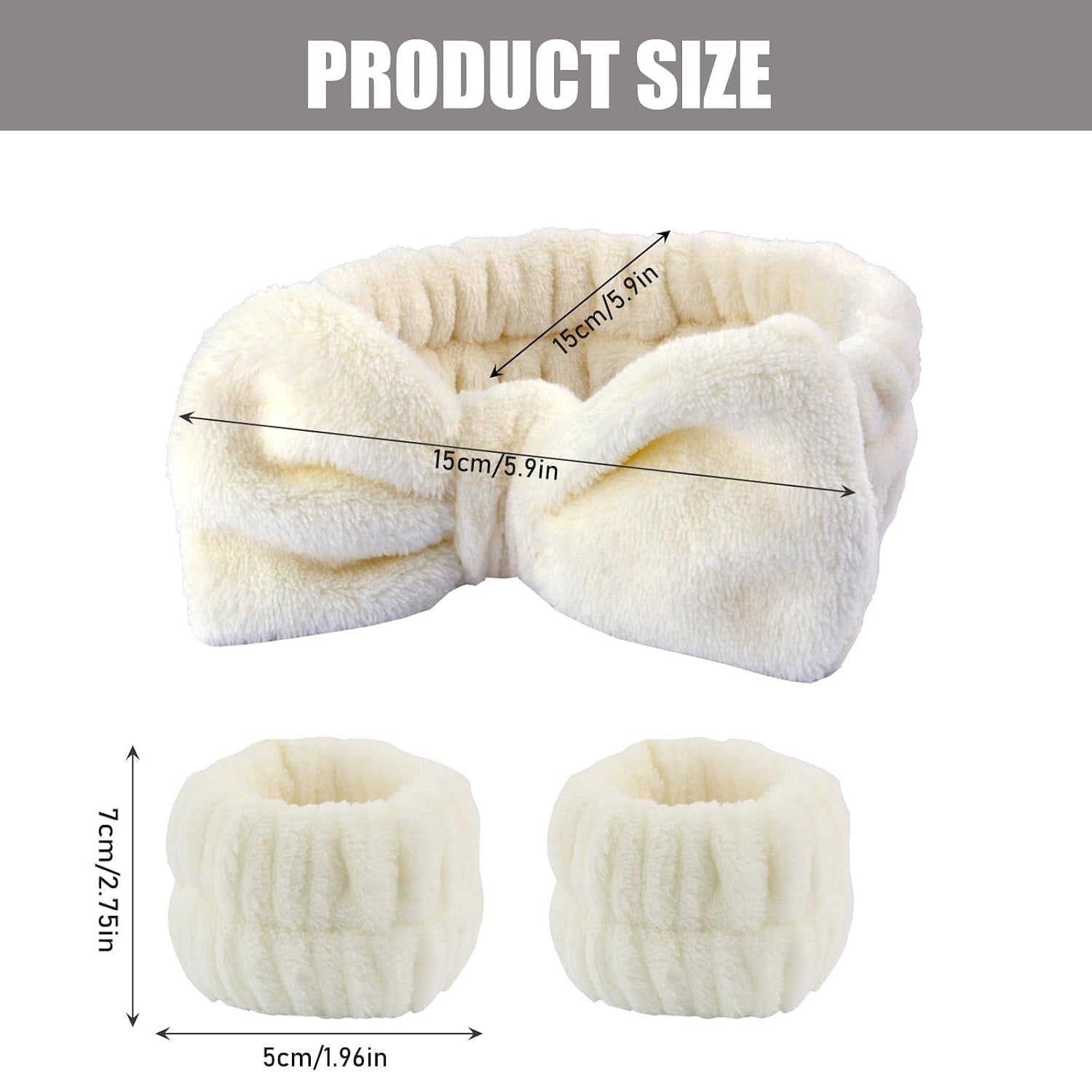 3 Stücke Haarband Kosmetik Spa Headband Skincare Mikrofaser Abschmink Haarband Manschette Wasserdichte Gesichtswasch Skincare Tools Für Frauen Mädchen (Milchig Weiß)