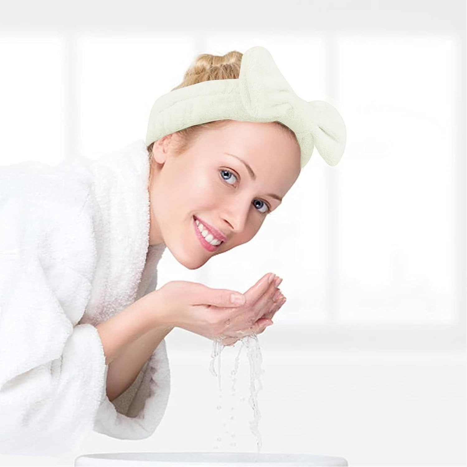 3 Stücke Haarband Kosmetik Spa Headband Skincare Mikrofaser Abschmink Haarband Manschette Wasserdichte Gesichtswasch Skincare Tools Für Frauen Mädchen (Milchig Weiß)