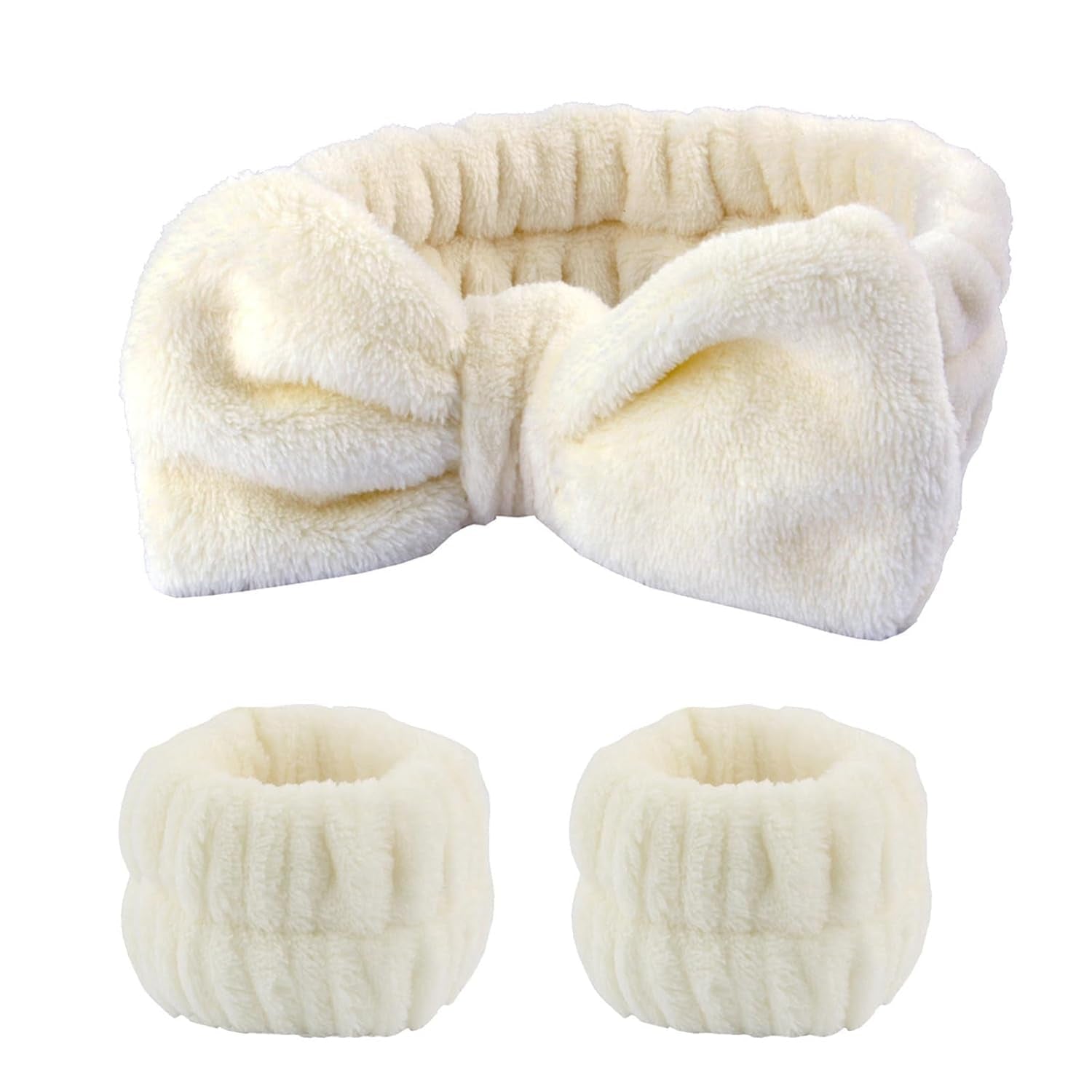 3 Stücke Haarband Kosmetik Spa Headband Skincare Mikrofaser Abschmink Haarband Manschette Wasserdichte Gesichtswasch Skincare Tools Für Frauen Mädchen (Milchig Weiß)