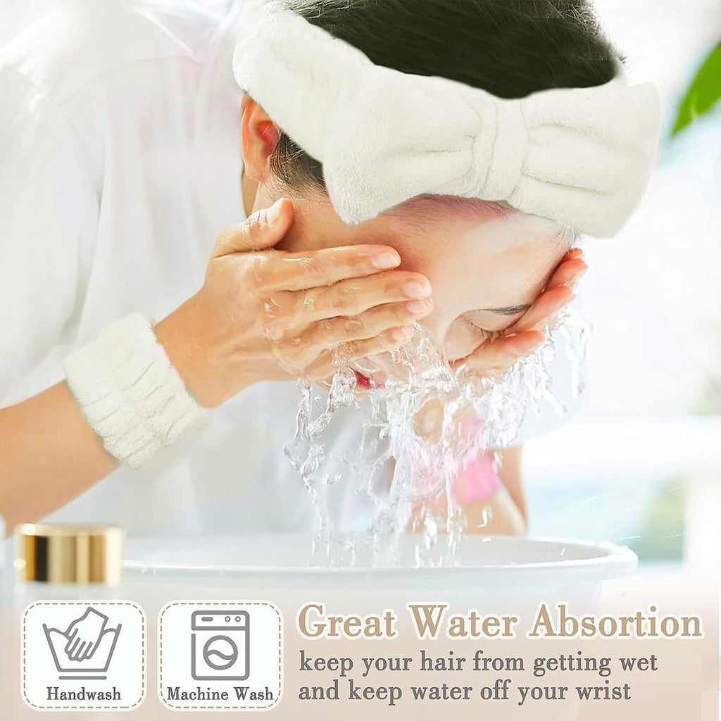 3 Stücke Haarband Kosmetik Spa Headband Skincare Mikrofaser Abschmink Haarband Manschette Wasserdichte Gesichtswasch Skincare Tools Für Frauen Mädchen (Milchig Weiß)
